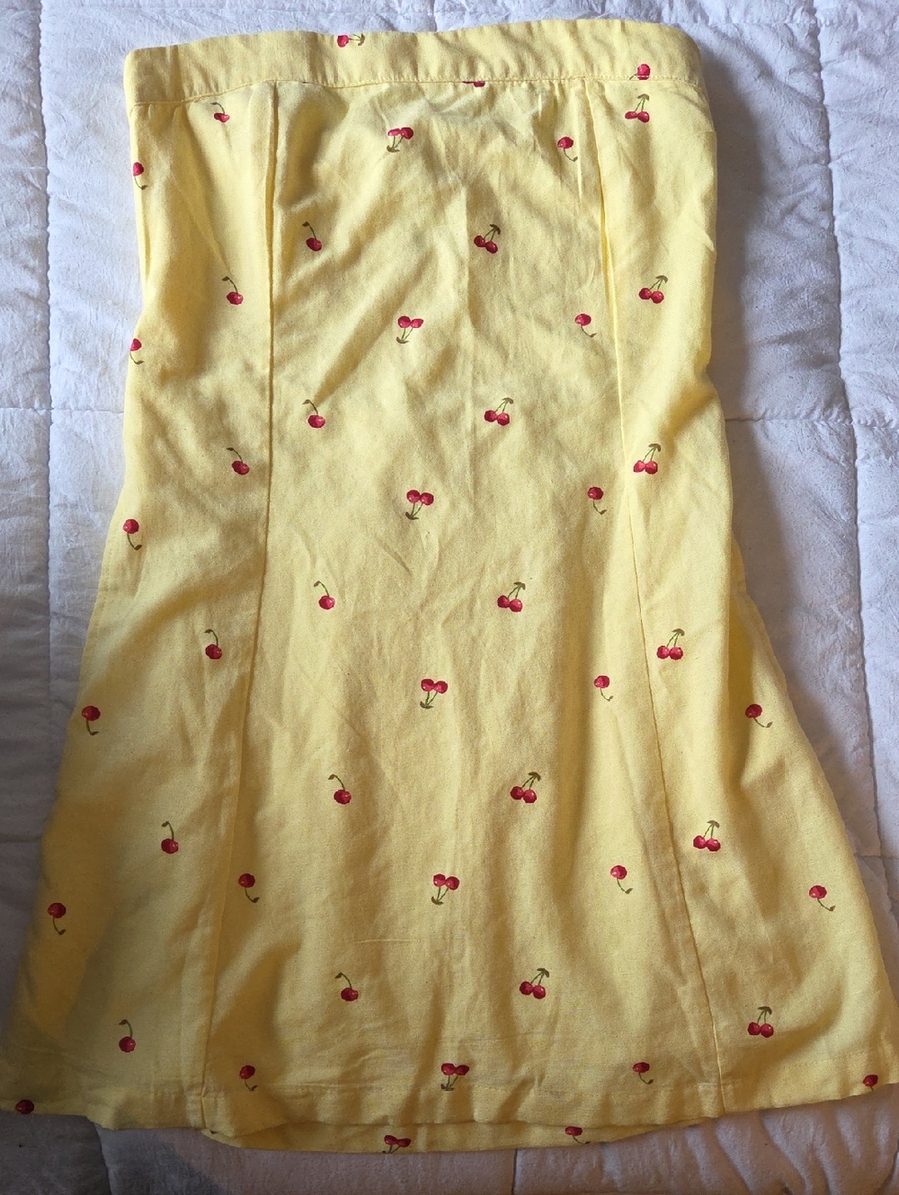 Jessica Simpson Yellow A-Line Sleeveless Dress with Cherry Print
